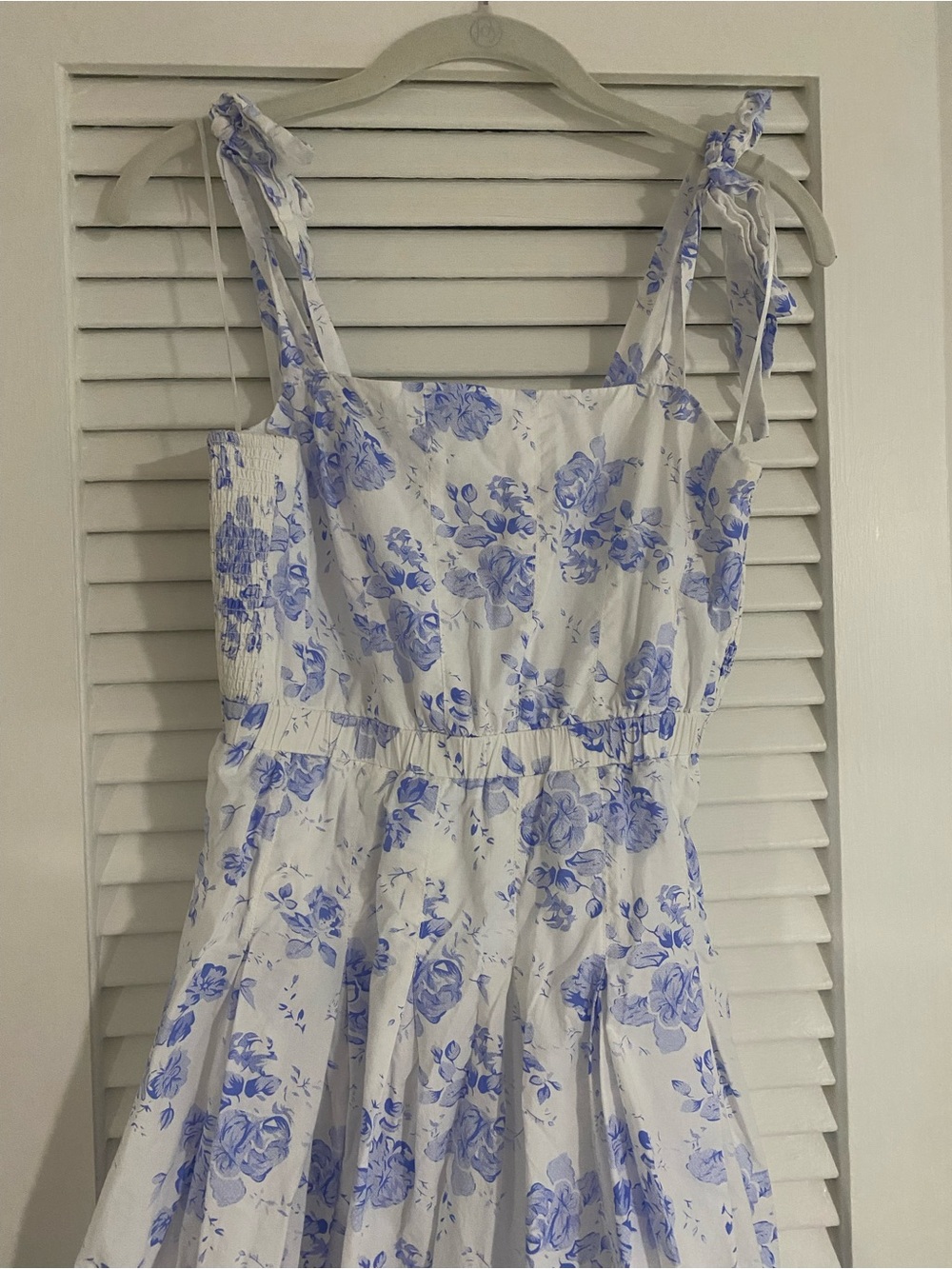 Tuckernuck Blue Floral Midi Dress with Tie Straps